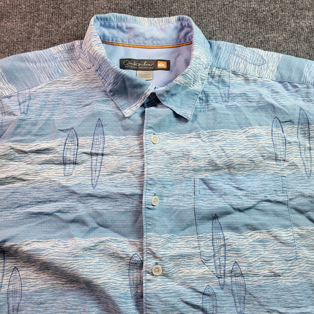 Quiksilver Waterman Collection Surfboard Print Button Up Shirt XL